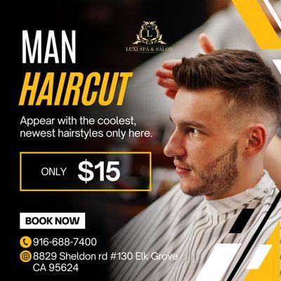 man haircut only $15