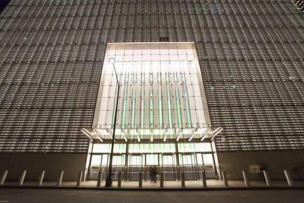 60 ft tall glass structures at One World Trade Center, combining elegance with blast security.