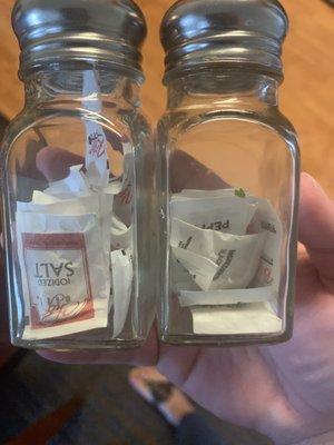 So this residence inn doesn't provide the little individual salt/pepper dispensers... they just put packets in the shaker?!?