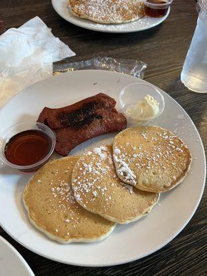 Silver coin pancakes w/smoke beef sausages