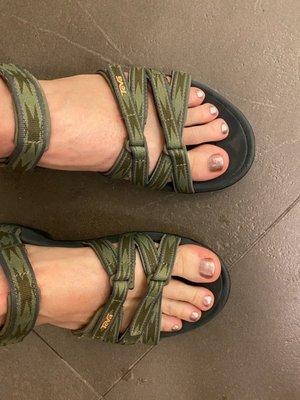 My mom enjoyed her pedicure and loves her color!