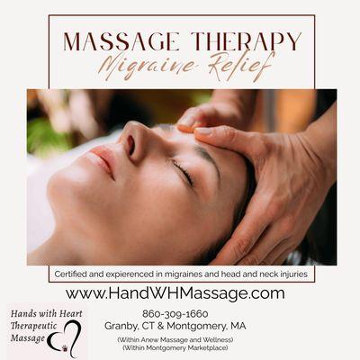 Many find that massage can ease the tension and stress that often exacerbate migraines.