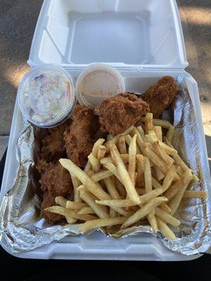 Chicken wings with fries