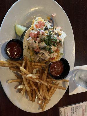 Fish tacos with fries