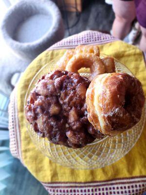 Apple fritter, cronut, old fashion glazed