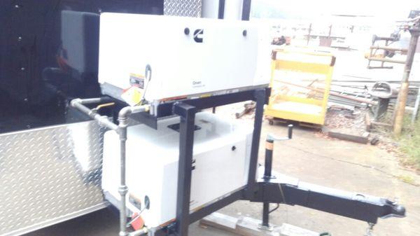 Propane fueled generators mounted with gas lines for craft services.