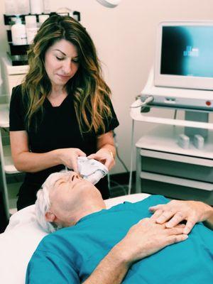 Ultherapy® is a nonsurgical face and neck treatment that uses ultrasound to actually lift and tone loose skin without any downtime.