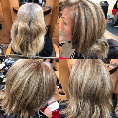 Low light and highlights with color and haircut.