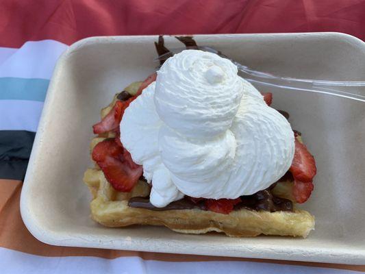 Strawberry, Nutella and Whipped Cream waffle