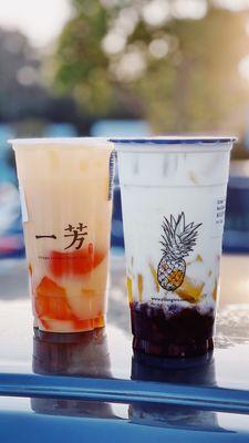 Left: yakult mountain tea with aiyu jelly. Right: red bean mochi latte. Instagram: maggiesaidoishi