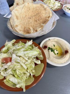 Cabbage Salad, hummus and pita with entree