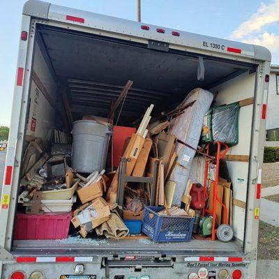 Loading up a 20' UHaul truck for a junk removal job in Beverly Hills