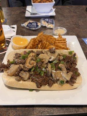 Philly Cheesesteak with waffle fries