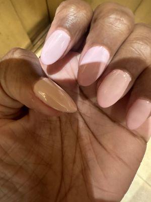 Mood change gel color #5  Brand DND White to Pink.