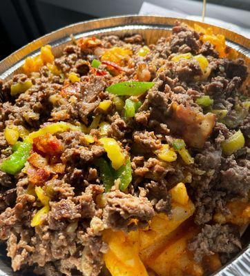 Philly steak waffle fry