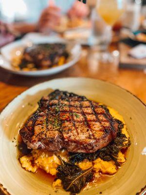 Pork Chop & Pimento Cheese Grits