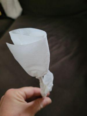 Was given 2 handmade napkin flowers by a regular