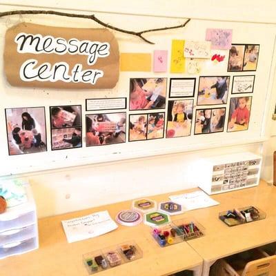 Message Center where children use stamps to write letters to friends