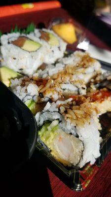 Shrimp Tempura Roll and Salmon Avocado Roll