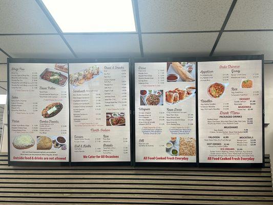 Menu posted to the wall!