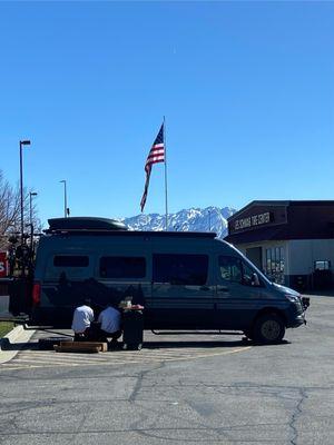 These guys worked on our van in the parking lot all day and had us back on the road 25 hours after our mishap.