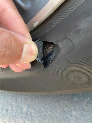 Sam sent me this photo of the tire I had to pay 135.00 to replace