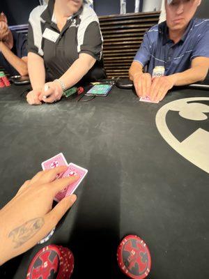 Nice cards, Table, and chips