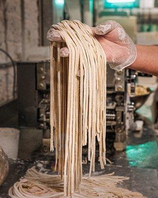 Making of our fresh pressed noodles