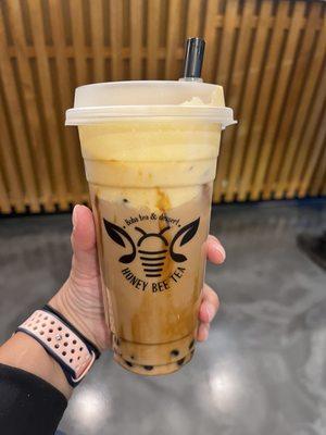 Okinawa Milk Tea with Toasted Creme Brulee and Brown Sugar Boba