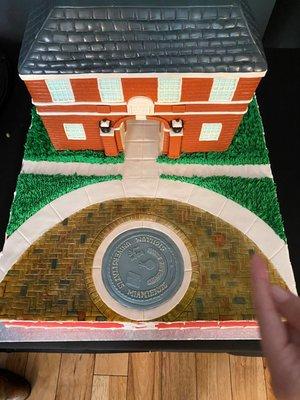 Miami Merger Grooms cake of Upham hall and seal