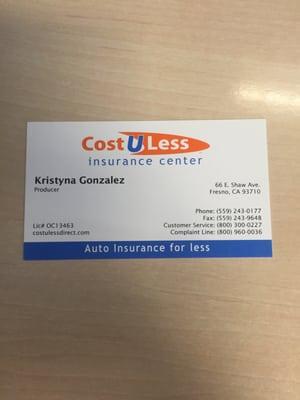 Insurance that is being provided to me here by kristyna is great