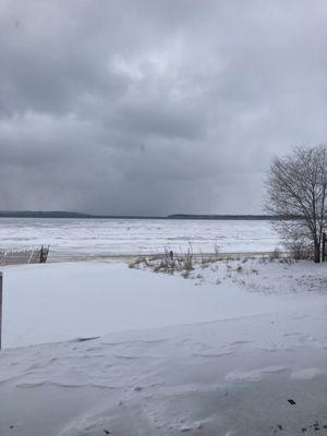 View from our walk out patio on the beach