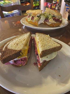 Pastrami on rye (front) & pastrami on french roll (back)