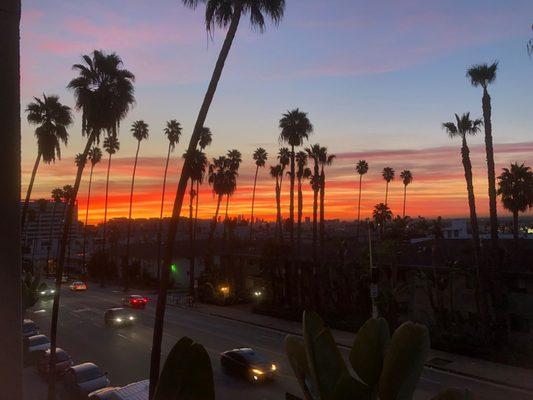 Watching the sunrise over downtown LA