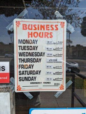 New hours