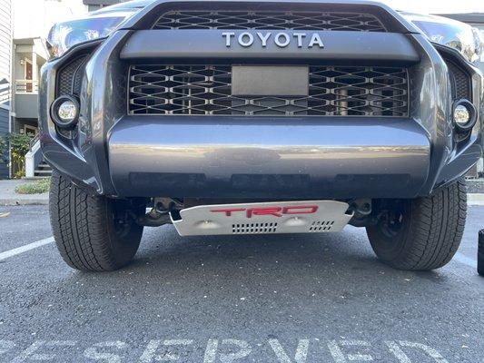 Tilted skid plate after Fairfield Toyota service