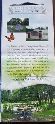 They have a memorial garden for burials with a butterfly garden