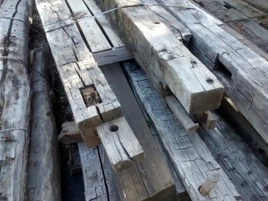 Hand hewn barn beams