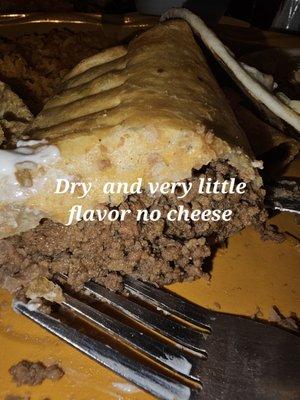 Dry as can be ground beef chimichanga