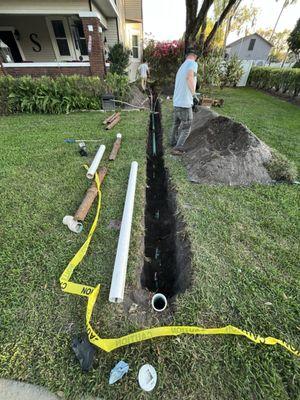 Replacing cast iron exterior sewer line with PVC