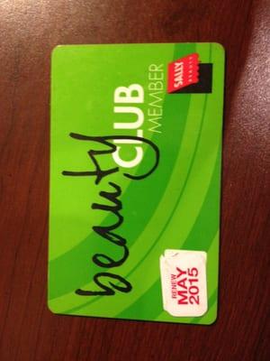 Beauty Club Member card.