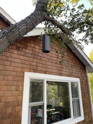 Pendant speaker from James Loudspeaker  looks perfect on the back patio project