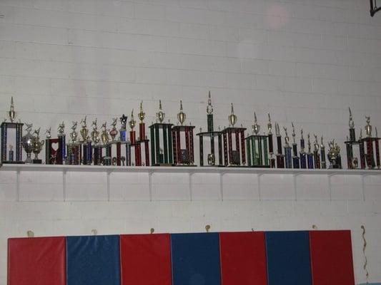 Trophy shelf in gym