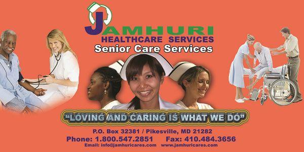 Jamhuri Healthcare Services Inc, in Pikesville (Baltimore county) Maryland is a license provider,providing care to seniors,& disabled adults