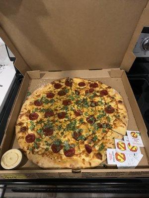 elote pizza with pepperoni