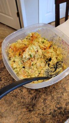 Homemade vegan potato salad. Served with the BBQ