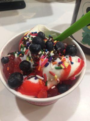 Frozen yogurt  Love sprinkles and fresh fruits