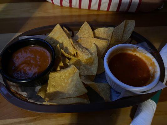 Complimentary chips and excellent salsa. FYI they moved to 1955 Westminster