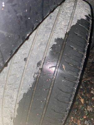 Hardly any tread left 91H front passenger tire