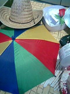 Umbrella Hat, Cowboy Hat, Sailer Bob Hat, Rose purchased at Monarch 9-21-12